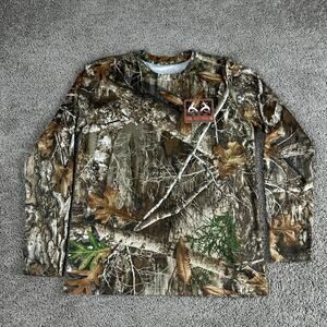Realtree Shirt Mens Large Brown EDGE Camo Camouflage Performance READ